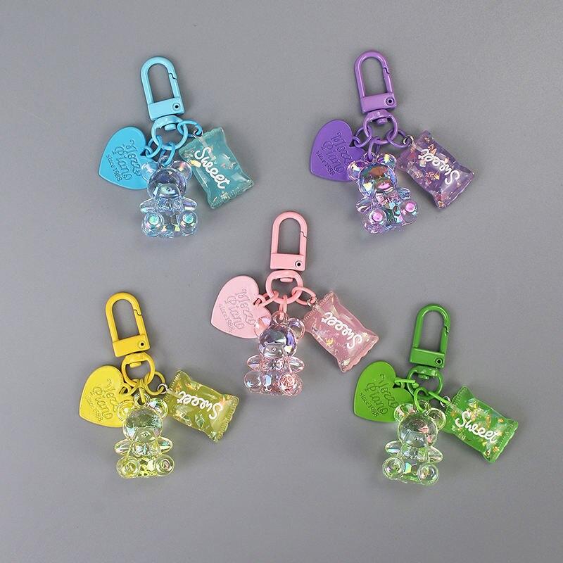 Cartoon Bling Heart Bear Animal Candy Keychain Key Ring For Friend Lovers Cute Creative Bag Car Earphone Box Key Accessories Cartoon Bling Heart Bear Animal Candy Keychain Key Ring For Friend Lovers Cute Creative Bag Car Earphone Box Key Accessories